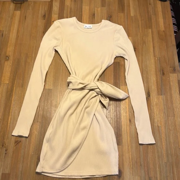 knee length dresses for ladies Black Satin Wrap Mini Dress M main image 1